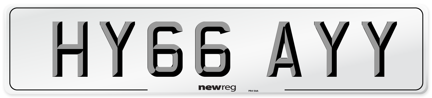 HY66 AYY Number Plate from New Reg